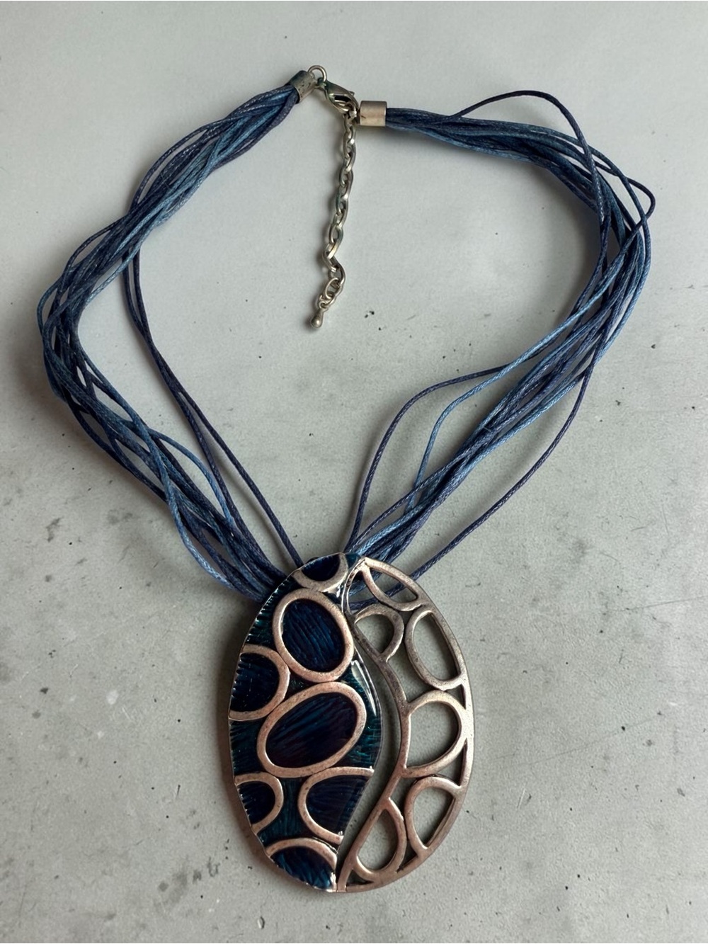 Blue Multi-Strand Pendant Necklace - Designer-Style Women’s Jewelry
